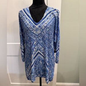 LILLY PULITZER Open Water Linen Top Blue Crush Jameson Sweater M/L